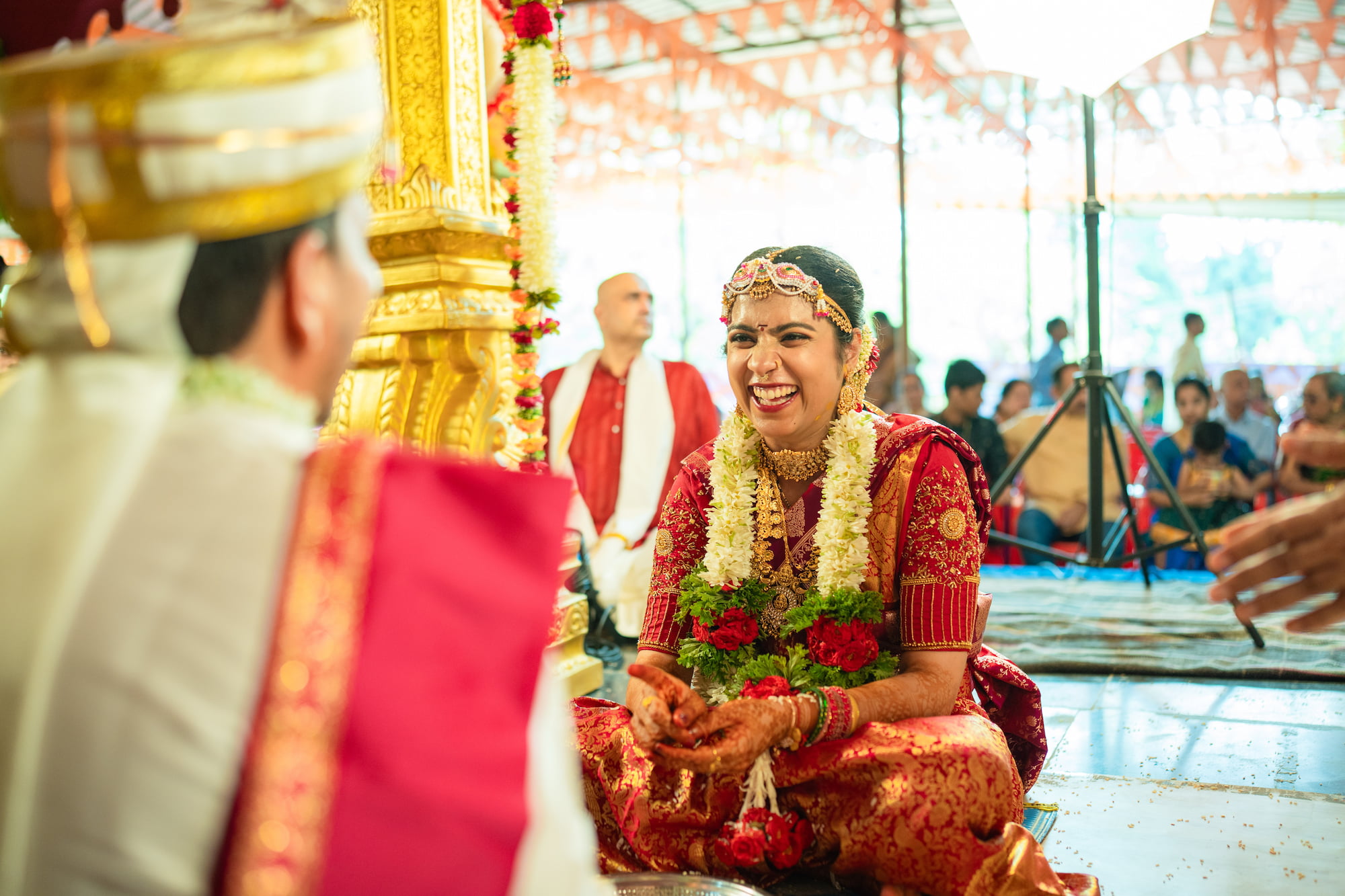 Candid moment between family members at a Sirsi wedding